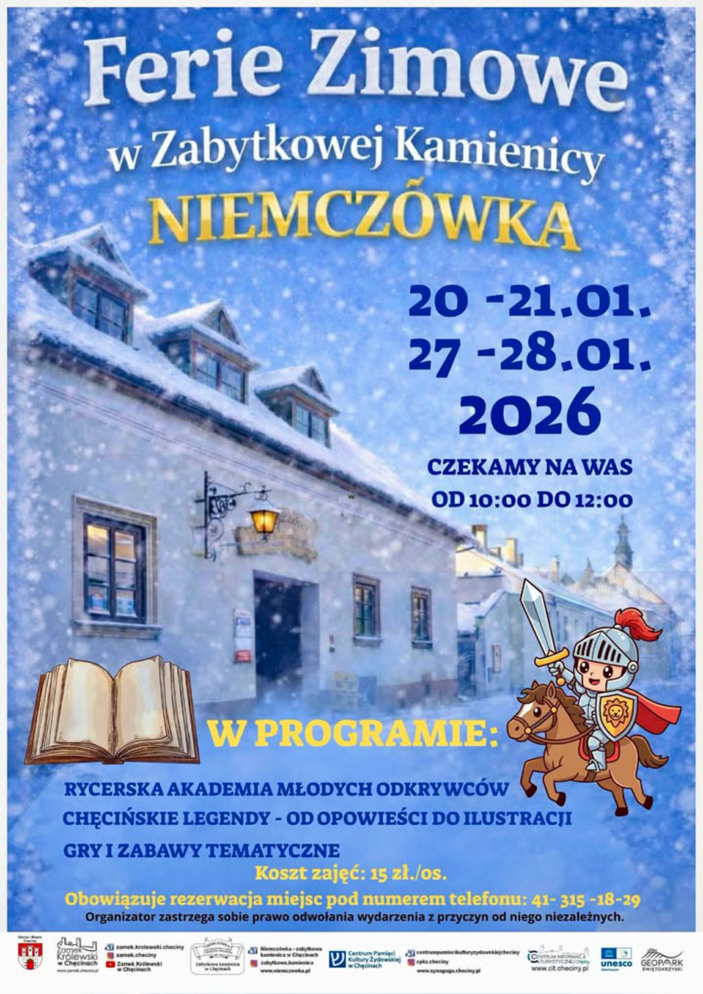  Ferie zimowe w zabytkowej kamienicy Niemczówka w Chęcinach!